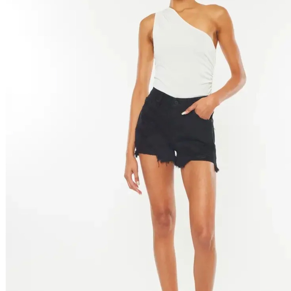 Black Distressed Denim Shorts
